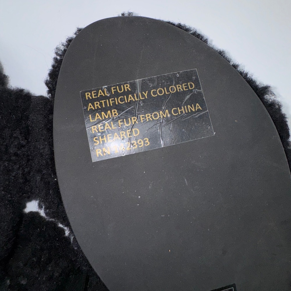 EILEEN FISHER Shoes Womens 7.5 Dello‎ Shearling Slide Sandal Black Lamb Fur Slip - Picture 13 of 13